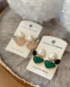 Brinco Trio Cristais Naturais